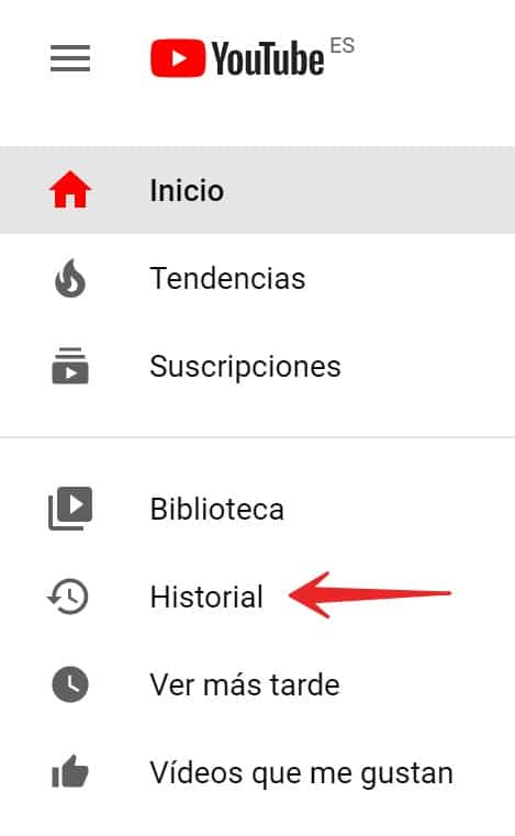 borrar historial youtube