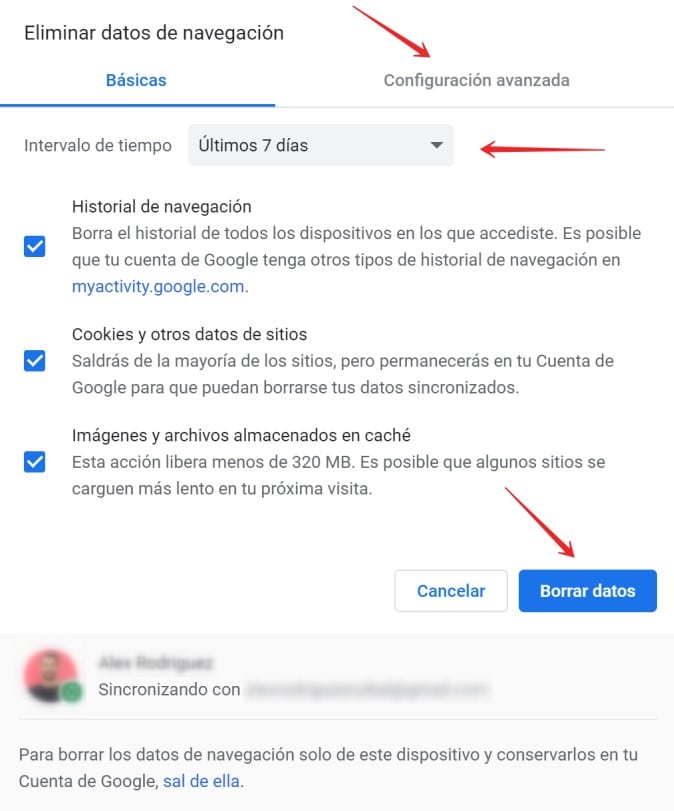 eliminar historial de google