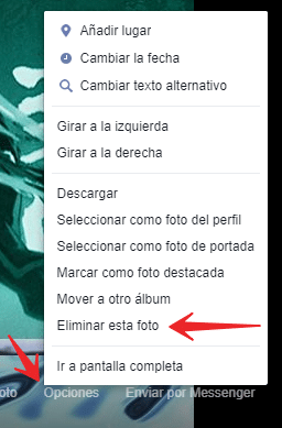 como eliminar fotos del facebook